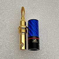 Banana Plug 24K Gold Plated Blue Metal Body with Red Ring - BP-BRR Banana Plug 24K Gold Plated Blue Metal Body with Red Ring - BP-BRR