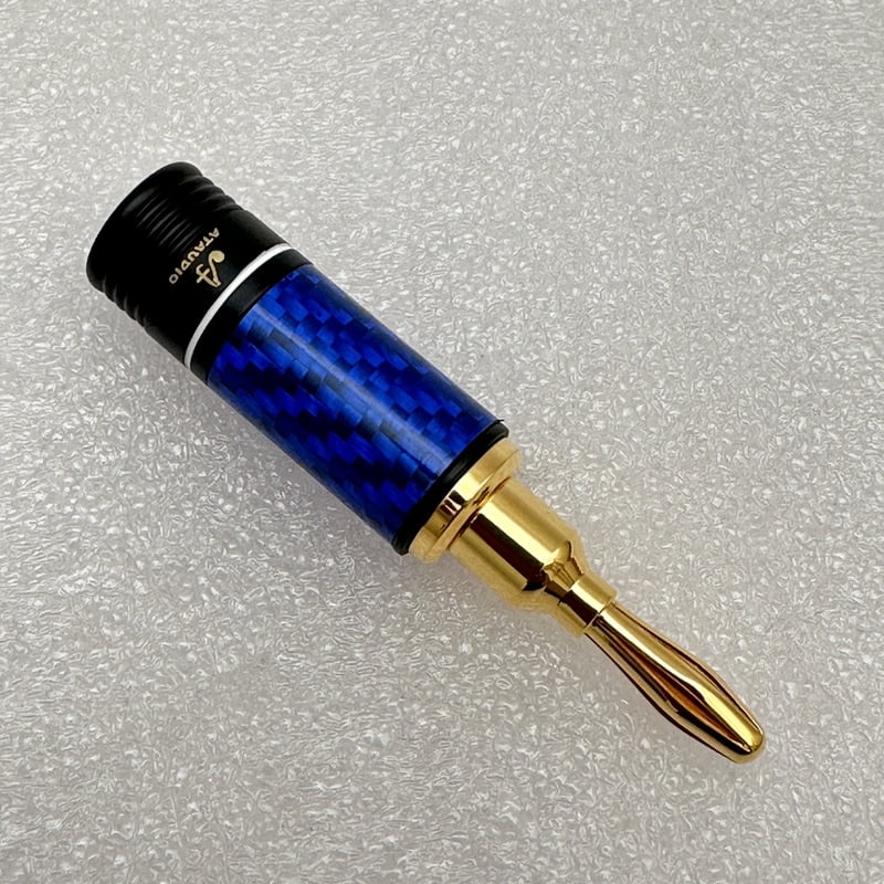 Copy of Banana Plug 24K Gold Plated Blue Metal Body with White Ring - BP-BWR