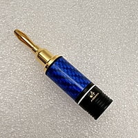 Copy of Banana Plug 24K Gold Plated Blue Metal Body with White Ring - BP-BWR