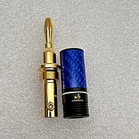 Copy of Banana Plug 24K Gold Plated Blue Metal Body with White Ring - BP-BWR